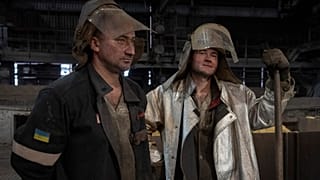 Steelworkers at one of Ukraine's largest steel plants, in Zaporizhzhia.