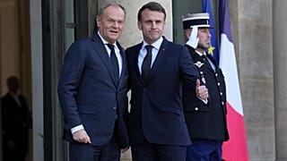 Президент Франции Эммануэль Макрон и премьер-министр Польши Дональд Туск, 17 февраля 2025