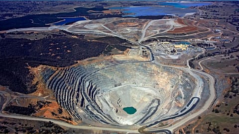 Aerial view of an open pit mine in Australia