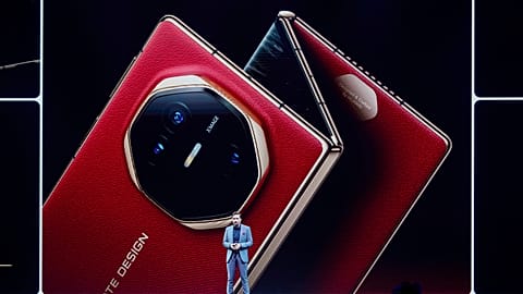 Andreas Zimmer, Huawei's head of product speaks during the global sales opening of Huawei's industry's first tri-foldable phone in Kuala Lumpur, Malaysia.