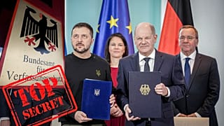 Zelenszkij ukrán elnök német vezetőkkel 