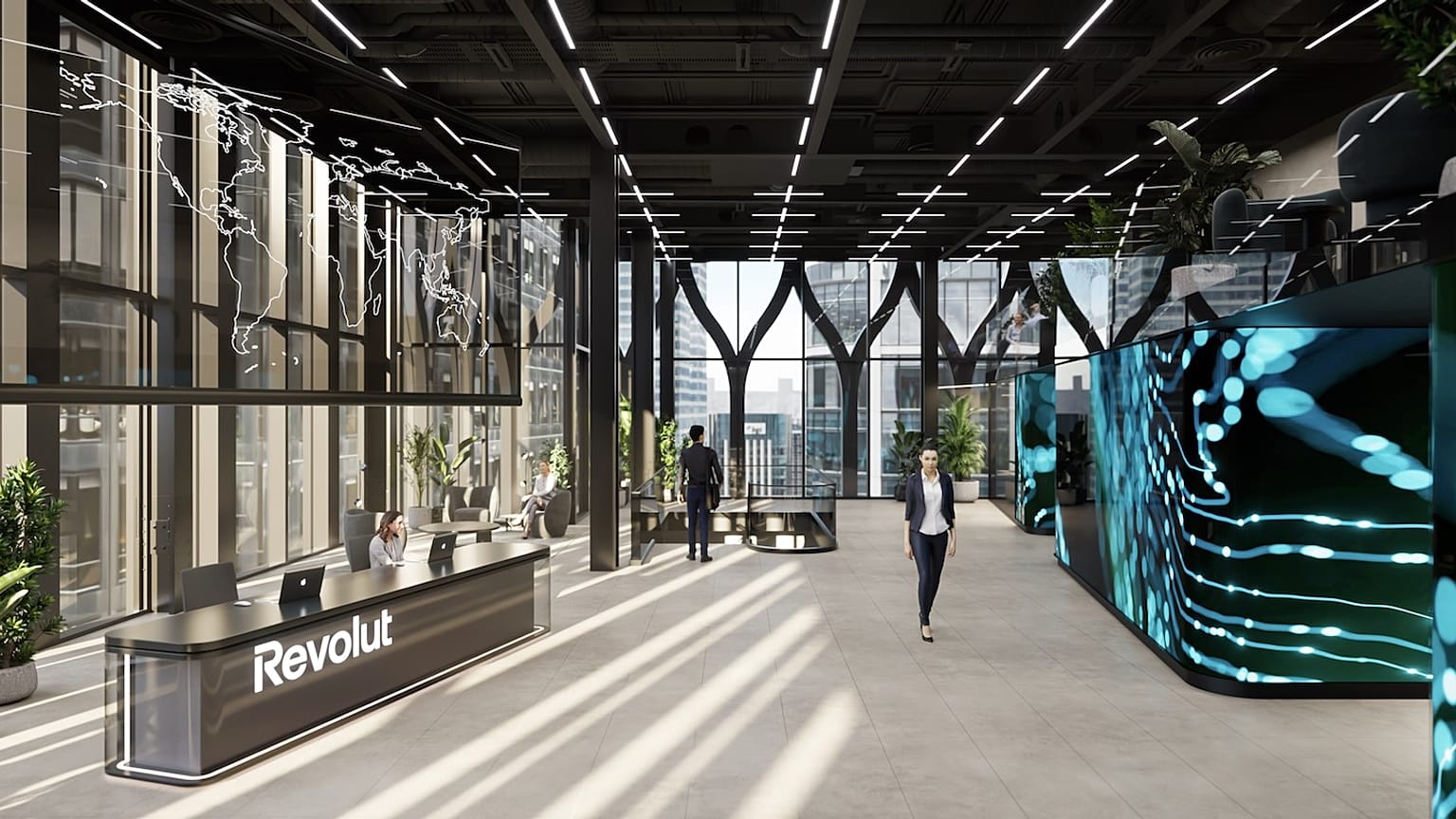 Revolut office mockup.