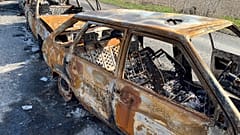 Pozostalosci kolumny ewakuacyjnej pojazdow cywilnych Lypiwka kwiecien 2022 r.