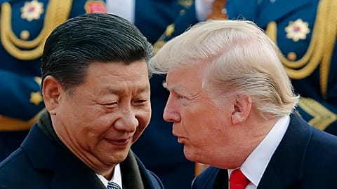 File picture of President Trump and Chinese President Xi Jinping with whom, Trump insists, he has a "great" relationship