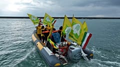 Miembros de Coldiretti protestan en el puerto de Civitavecchia 
