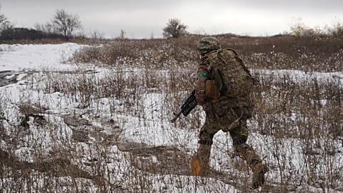 Украинский военный на учениях в Харьковской области, 14 ноября 2024
