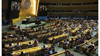 الأمين العام للأمم المتحدة أنطونيو غوتيريش متحدثاً في الدورة ال79 للجمعية العامة، 10 سبتمبر 2024.
