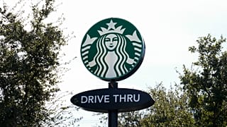 A Starbucks Coffee sign, Houston, USA. 16 January 2025.