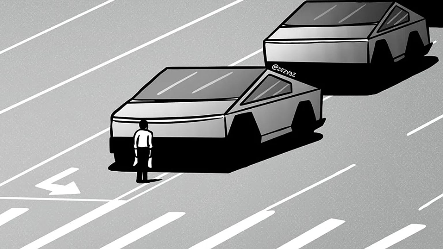 O cartoon "Cybertruck Man"