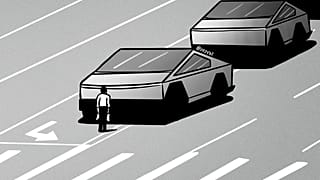 O cartoon "Cybertruck Man"