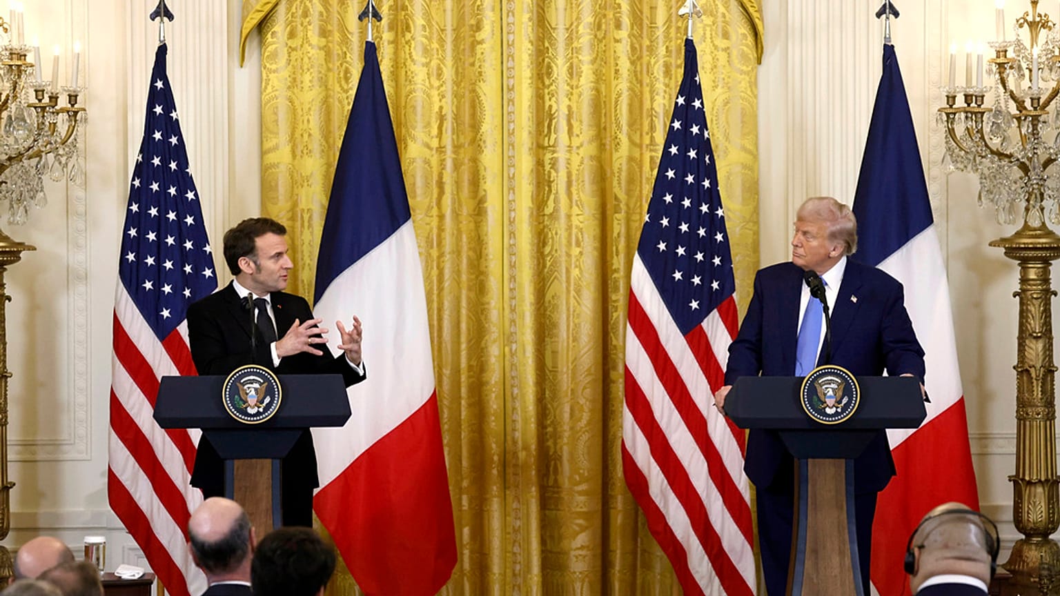 Macron durante su visita a la Casa Blanca. 