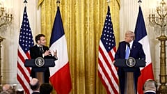 Macron durante su visita a la Casa Blanca. 