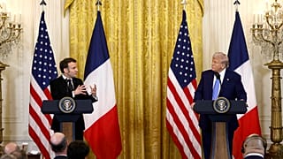 Macron durante su visita a la Casa Blanca. 