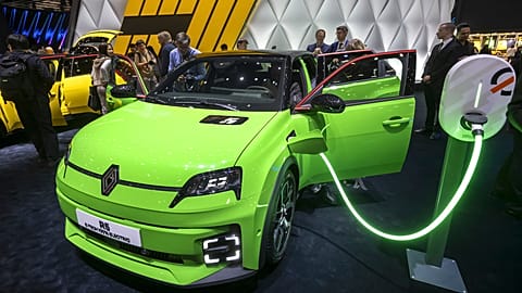 Renault R5 E-Tech electric model car is presented, during the press day at the 91th Geneva International Motor Show (GIMS) in Geneva, Switzerland, Monday, Feb. 26, 2024.