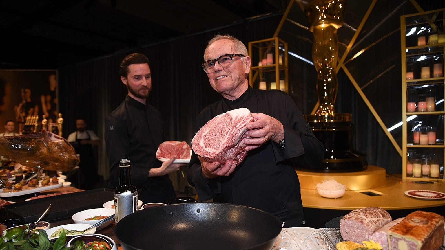 Byron Puck, left, and Wolfgang Puck during the Oscars Governors Ball press preview on Tuesday, 25 Feb 2025.