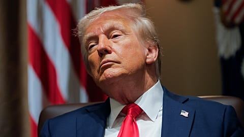 President Donald Trump listens during a Cabinet meeting at the White House in Washington, Tuesday, Feb. 26, 2025.