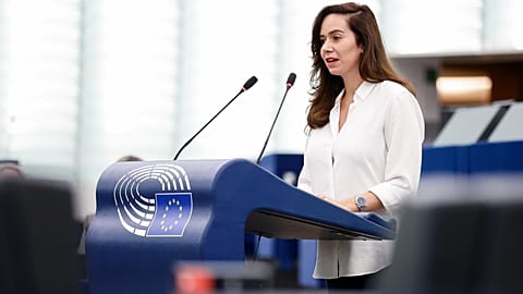 Member of European Parliament Sarah Knafo during a plenary session.