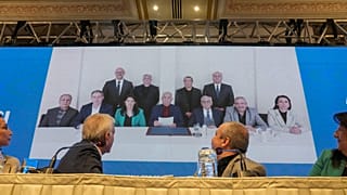 DEM Parti'nin İmralı heyetinin İstanbul'da düzenlediği "Barış ve Demokratik Toplum Çağrısı" etkinliğinden bir görsel, 27 Şubat 2025