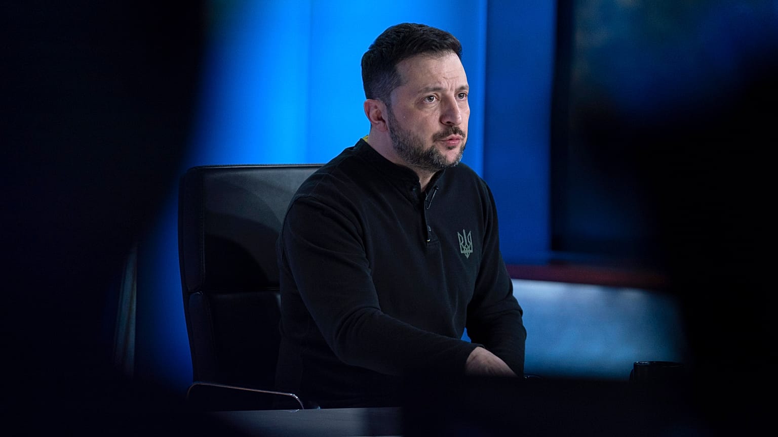 Volodymyr Zelenskyy speaks during a interview with Bret Baier during a taping of FOX News Channel's Special Report with Bret Baier in Washington, 28 February, 2025