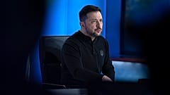 Volodymyr Zelenskyy speaks during a interview with Bret Baier during a taping of FOX News Channel's Special Report with Bret Baier in Washington, 28 February, 2025
