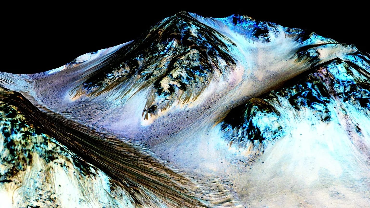 Son zamanlarda araştırmacılar Mars'ın Hale kraterindeki yamaçlarda hidratlı tuzlar tespit ederek arazideki çizgilerin sıvı su tarafından oluşturulduğu hipotesini güçlendirdi