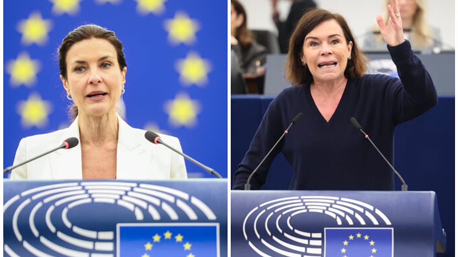 Sosyalist AP Üyeleri Alessandra Moretti (solda) ve Elisabetta Gualmini (sağda)