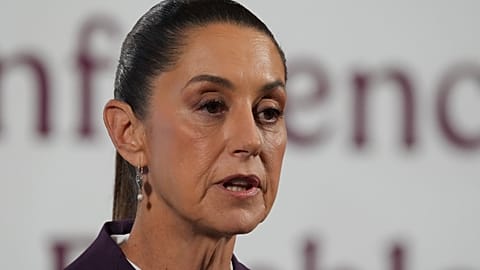 Mexican President Claudia Sheinbaum gives her morning press conference at the National Palace in Mexico City. 4 March, 2025. 