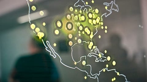 Cyber attacks in real time seen at a computer screen.