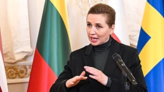 Mette Frederiksen dán miniszterelnök a Balti-tenger körüli NATO-tagállamok találkozóján Helsinkiben 2025. január 14-én.