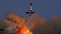 Die Mega-Rakete Starship von SpaceX hebt zu einem Testflug von der Starbase in Boca Chica, Texas, ab, Donnerstag, 6. März 2025. 