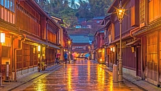 Il quartiere di Higashi Chaya a Kanazawa, Giappone