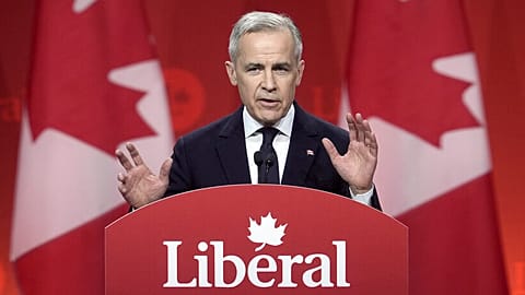 Mark Carney, a Kanadai Liberális Párt vezetője győzelmének bejelentése után - Ottawa, 2025. március 9.