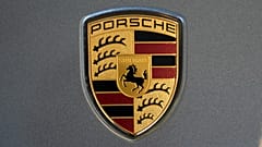 File photo of the Porsche logo on a Porsche automobile on display at the Pittsburgh International Auto Show in Pittsburgh, Feb. 14, 2025. 