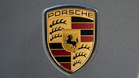 File photo of the Porsche logo on a Porsche automobile on display at the Pittsburgh International Auto Show in Pittsburgh, Feb. 14, 2025. 