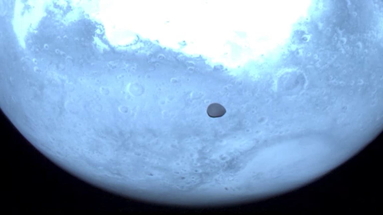 Bild des Marsmondes, aufgenommen von der Raumsonde Hera. Donnerstag, 13. März, 2025.