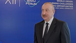 Azerbaycan Cumhurbaşkanı İlham Aliyev Bakü'de düzenlenen Küresel Bakü Forumu'nda, 13 Mart 2025