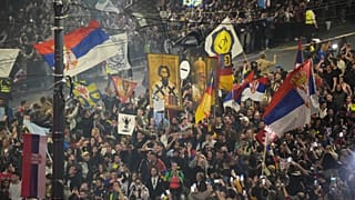 Gran manifestación en Belgrado antes de las protestas anticorrupción, 14 de marzo de 2025