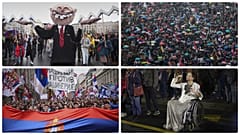 A korrupció és az állami gépezet ellen tüntetők Belgrádban, 2025. március 15-én