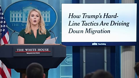 Semisonic objects to White House using their song 'Closing Time' - pictured: White House press secretary Karoline Leavitt