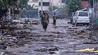 Rebeldes del M23 patrullan las calles de Goma, República Democrática del Congo, 29 de enero de 2025. 