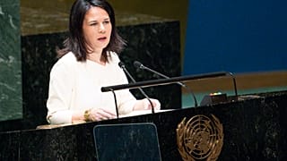 Außenministerin Annalena Baerbock spricht vor der UN-Generalversammlung zum zweiten Jahrestag des russischen Einmarsches in der Ukraine, Freitag, 23. Februar 2024,