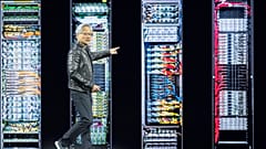 Ο διευθύνων σύμβουλος Jensen Huang μιλάει κατά τη διάρκεια της κεντρικής ομιλίας της Nvidia GTC την Τρίτη 18 Μαρτίου 2025, στο Σαν Χοσέ της Καλιφόρνια. 