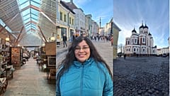 Balti Jaam Markt (links), Indra in der Altstadtstraße (Mitte) und Alexander-Newski-Kathedrale (rechts).