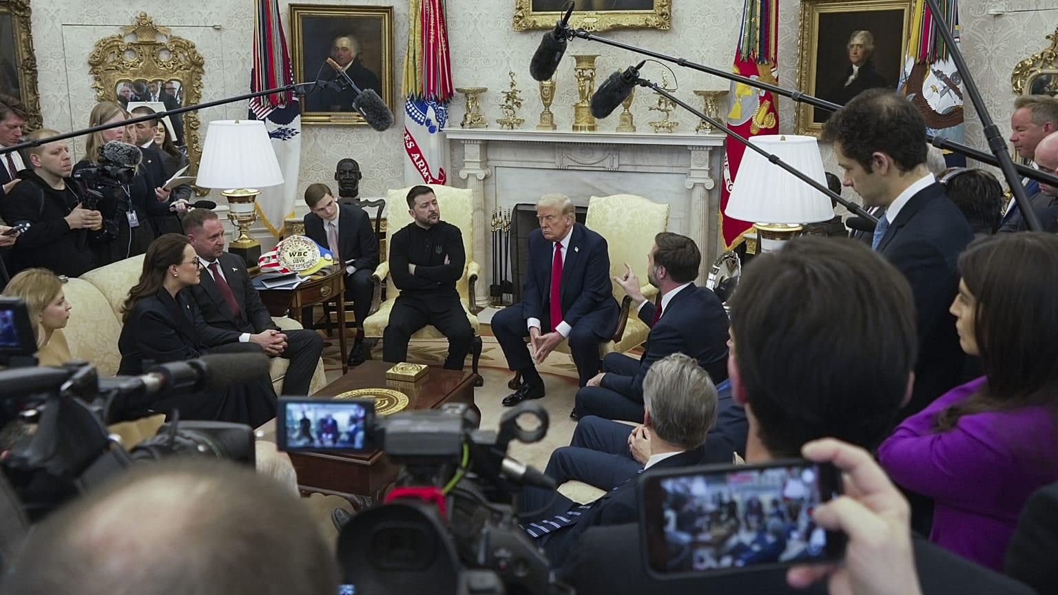 US President Donald Trump during a fiery encounter with Volodymyr Zelenskyy in the White House, 28 February, 2025