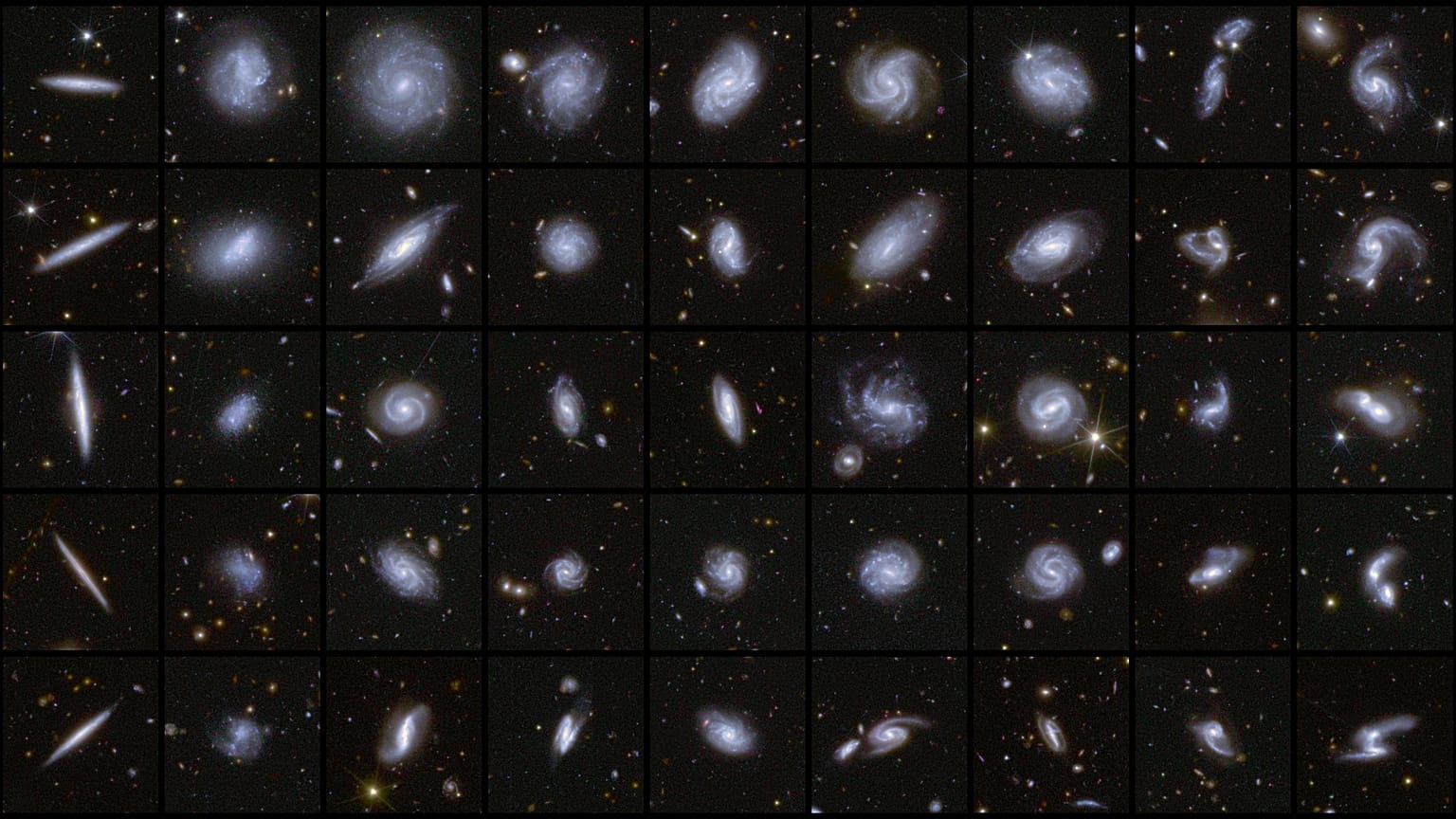 Verschiedene Galaxien, die von der Euclid-Mission aufgenommen wurden