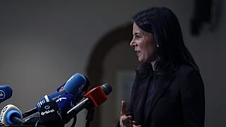 Germany's Foreign Minister Annalena Baerbock speaks during a press conference in Damascus, 20 March, 2025