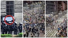Egy LRAD hangfegyver a parlament tövében és a pánik Belgrád utcáin, 2025. március 15-én