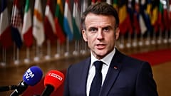 Emmanuel Macron s'exprime lors d'une conférence de presse à l'issue d'un sommet de l'UE à Bruxelles, le 20 mars 2025.