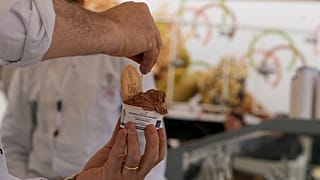 The day before International Handmade Gelato Day, pilgrims and tourists were offered free jubilee-inspired Hallelujah ice cream as they arrived at the Vatican.