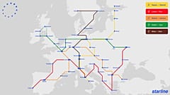 La red Starline de 21st Europe conectará 39 destinos en países europeos, con líneas que llegarán también al Reino Unido, Turquía y Ucrania. 